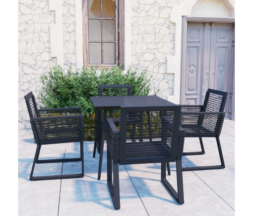 Juego de comedor para jardín 5 piezas ratán PVC negro