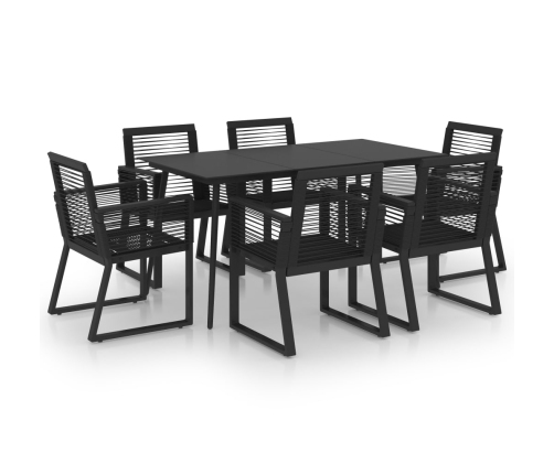 Juego de comedor para jardín 7 piezas ratán PVC negro