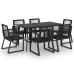 Juego de comedor para jardín 7 piezas ratán PVC negro