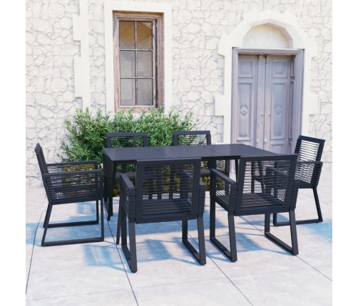 Juego de comedor para jardín 7 piezas ratán PVC negro