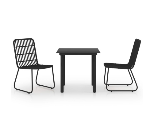 Juego de comedor para jardín 3 piezas ratán sintético y vidrio
