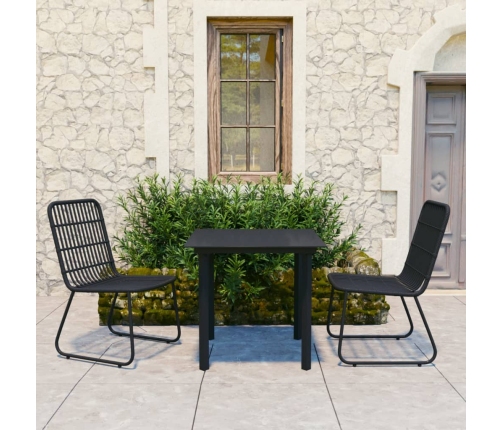 Juego de comedor para jardín 3 piezas ratán sintético y vidrio