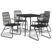 Juego de comedor de jardín 5 piezas ratán PVC negro