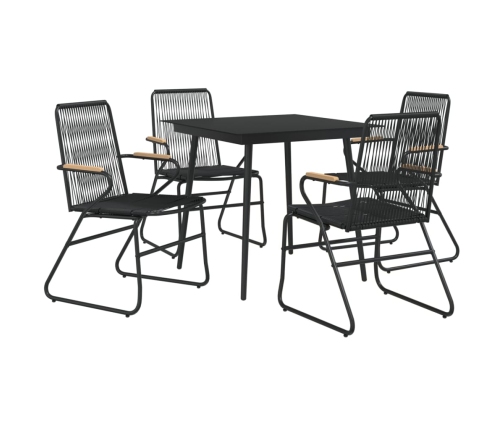 Juego de comedor de jardín 5 piezas ratán PVC negro
