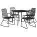Juego de comedor de jardín 5 piezas ratán PVC negro