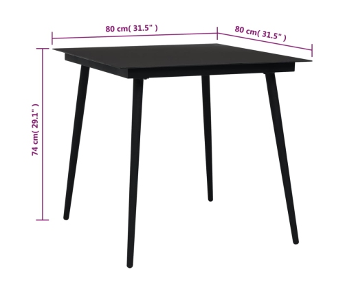 Juego de comedor de jardín 5 piezas ratán PVC negro