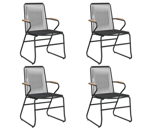 Juego de comedor de jardín 5 piezas ratán PVC negro