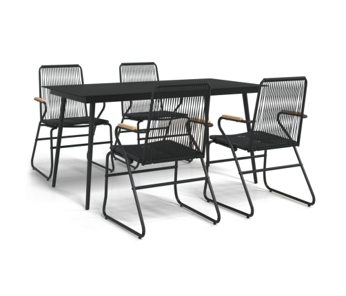 Juego de comedor de jardín 5 piezas ratán PVC negro