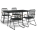 Juego de comedor de jardín 5 piezas ratán PVC negro