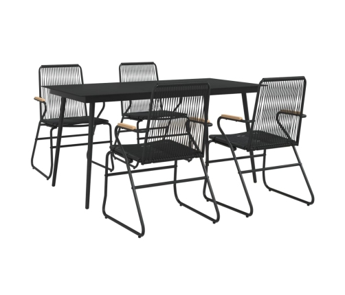 Juego de comedor de jardín 5 piezas ratán PVC negro