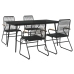Juego de comedor de jardín 5 piezas ratán PVC negro