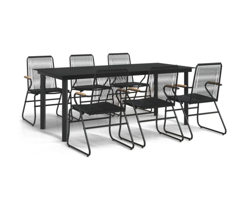 Juego de comedor para jardín 7 piezas ratán PVC negro