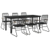 Juego de comedor para jardín 7 piezas ratán PVC negro