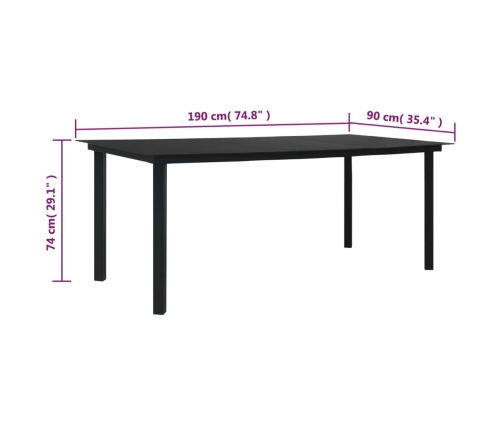 Juego de comedor para jardín 7 piezas ratán PVC negro