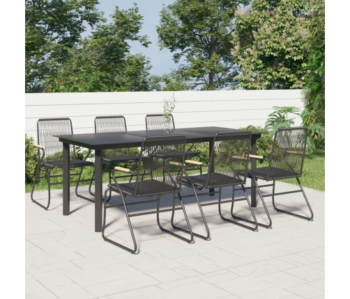 Juego de comedor para jardín 7 piezas ratán PVC negro