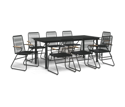 vidaXL Juego de comedor de jardín 9 piezas ratán PVC negro