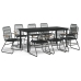 Juego de comedor de jardín 9 piezas ratán PVC negro