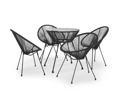 Juego de comedor de jardín 5 piezas ratán PVC negro