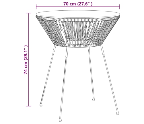 Juego de comedor de jardín 5 piezas ratán PVC negro
