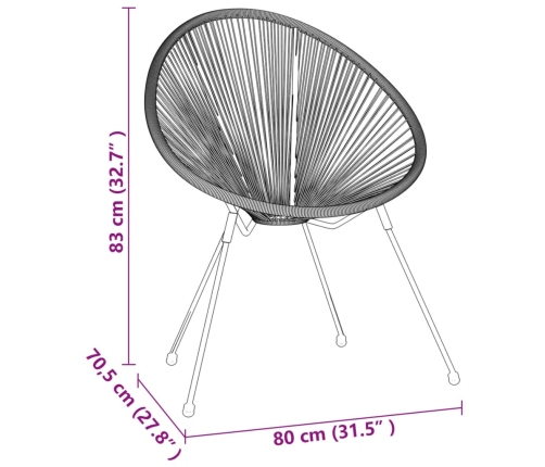 Juego de comedor de jardín 5 piezas ratán PVC negro