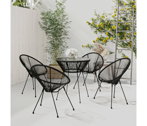 Juego de comedor de jardín 5 piezas ratán PVC negro