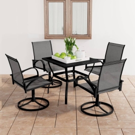 Juego de comedor de jardín 5 piezas textilene y acero