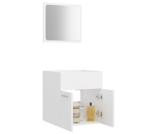 Conjunto de muebles de baño 2 pzas madera contrachapada blanco