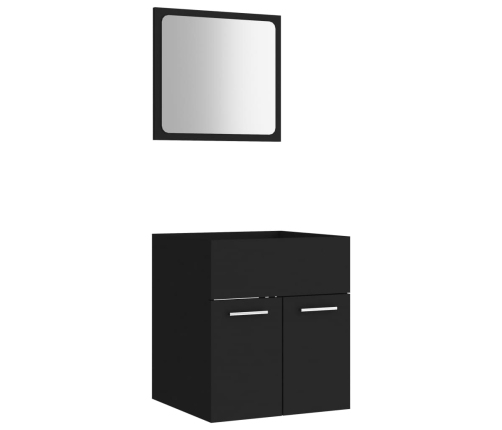 Conjunto de muebles de baño 2 pzas madera contrachapada negro