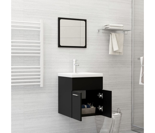 Conjunto de muebles de baño 2 pzas madera contrachapada negro