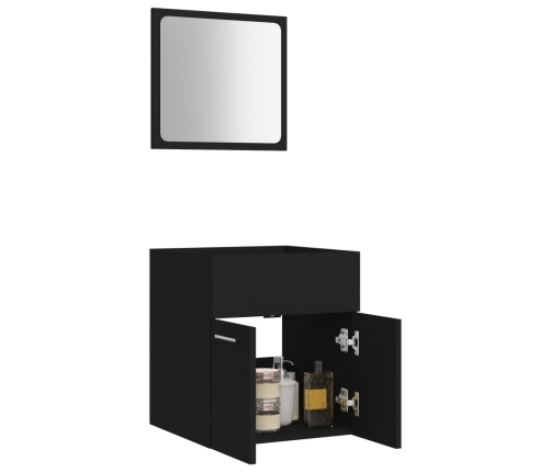 Conjunto de muebles de baño 2 pzas madera contrachapada negro