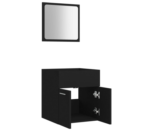 Conjunto de muebles de baño 2 pzas madera contrachapada negro