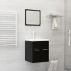 Conjunto de muebles de baño 2 pzas madera contrachapada negro