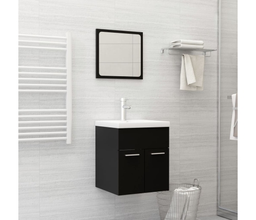 Conjunto de muebles de baño 2 pzas madera contrachapada negro