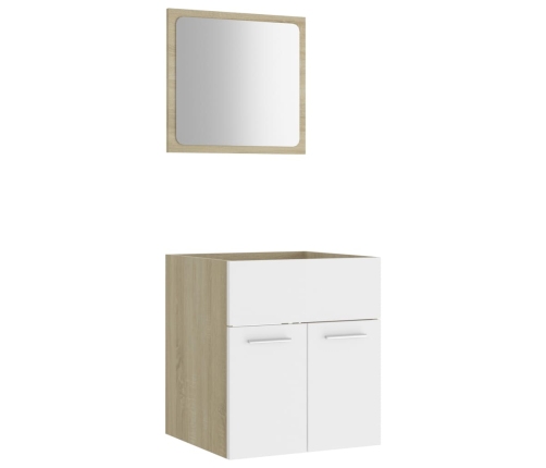 Set de muebles baño 2 pzas madera contrachapada blanco y roble