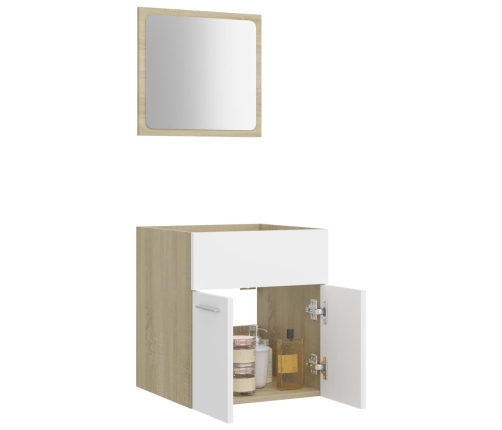 Set de muebles baño 2 pzas madera contrachapada blanco y roble