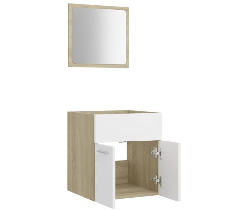 Set de muebles baño 2 pzas madera contrachapada blanco y roble