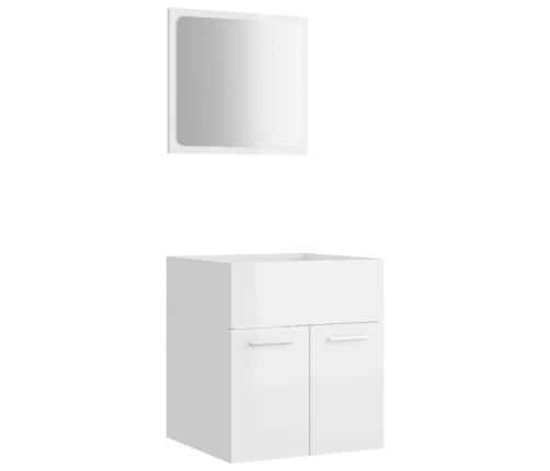 Set muebles de baño 2 piezas madera contrachapada blanco brillo