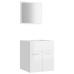 Set muebles de baño 2 piezas madera contrachapada blanco brillo