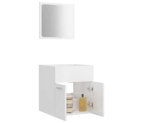 Set muebles de baño 2 piezas madera contrachapada blanco brillo