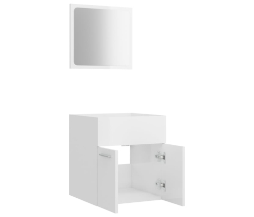 Set muebles de baño 2 piezas madera contrachapada blanco brillo