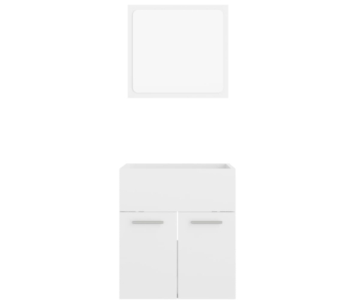 Set muebles de baño 2 piezas madera contrachapada blanco brillo