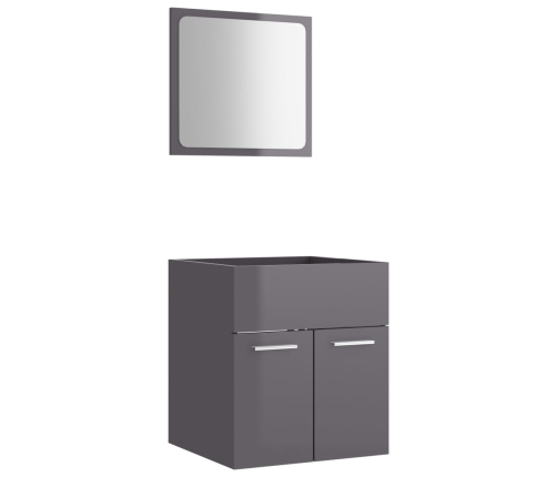 Set muebles de baño 2 piezas madera contrachapada gris brillo