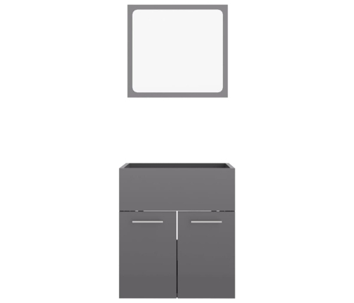 Set muebles de baño 2 piezas madera contrachapada gris brillo