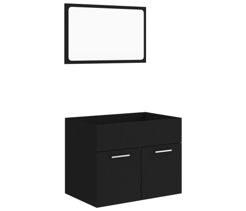 Conjunto de muebles de baño 2 pzas madera contrachapada negro