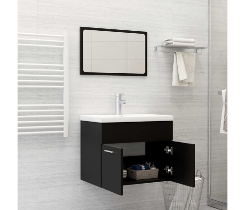 Conjunto de muebles de baño 2 pzas madera contrachapada negro