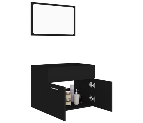 Conjunto de muebles de baño 2 pzas madera contrachapada negro