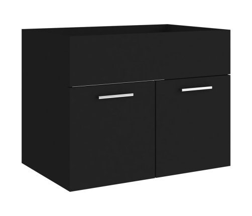 Conjunto de muebles de baño 2 pzas madera contrachapada negro