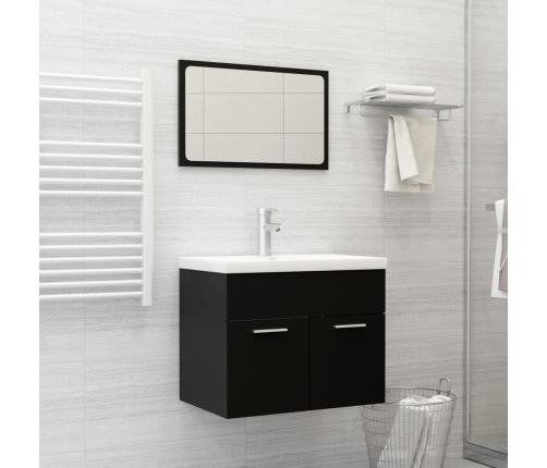 Conjunto de muebles de baño 2 pzas madera contrachapada negro