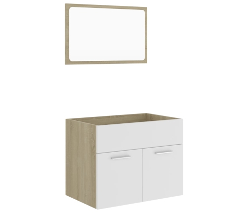 Set de muebles baño 2 pzas madera contrachapada blanco y roble