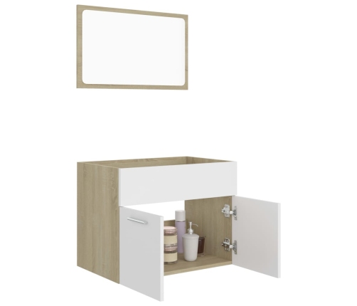 Set de muebles baño 2 pzas madera contrachapada blanco y roble